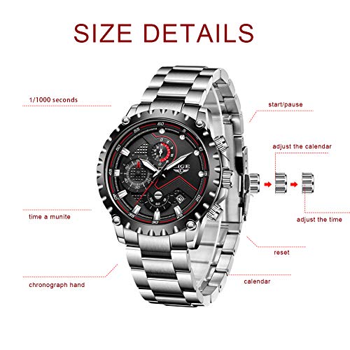 LIGE Relojes Hombres Acero Inoxidable Impermeable 30M Deportes Reloj De Cuarzo Analógico Moda Fecha Negocios Reloj Clásico Negro Hombres