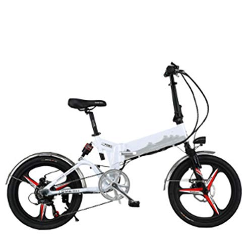 LILIJIA Bicicleta Eléctrica 20"48v 10ah Batería Litio Gran Capacidad Bicicletas Eléctricas 7 Velocidades para Adultos Marco Aleación Magnesio Ligero y Ajustable Bicicleta Eléctrica para,Blanco