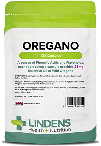 Lindens aceite de Orégano 25mg cápsulas paquete de 100GB Fabricante