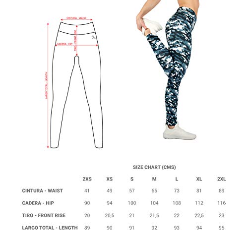 Lindissims Legging Eco-Sostenible Aqua Digital Cammo Mallas Deporte, Pantalones Deportivos, Cintura Alta, Yoga, Running, Fitness…