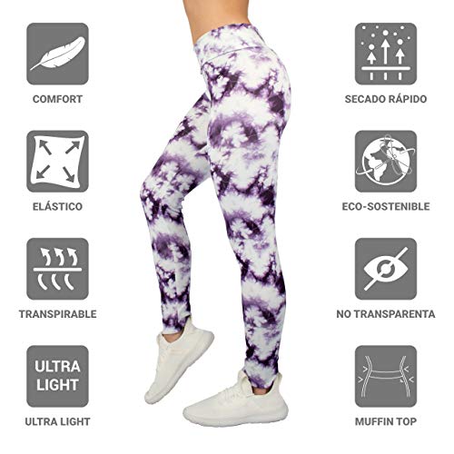 Lindissims Legging Eco-Sostenible Aqua White Storm Mallas Deporte, Pantalones Deportivos, Cintura Alta, Yoga, Running, Fitness…