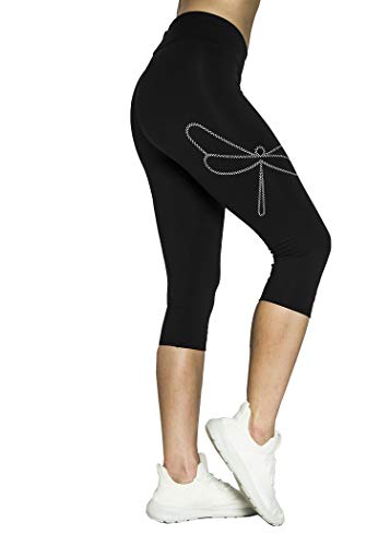 Lindissims Legging Eco-Sostenible Capri Dragon Fly Mallas Deporte, Pantalones Deportivos, Cintura Alta, Yoga, Running, Fitness…