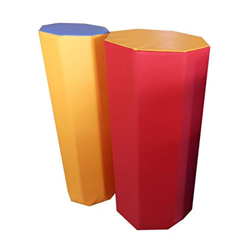 Liquidación Stock Gimnasia Mat Columna Octogonal Vaso Mezcla Color PVC Habilidad Forma Desarrollo Ejercicio Gimnasio Niños Niños Tumbling Somersault - Azul y Amarillo Completo Completo 77 * 60 * 60cm