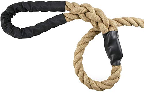 Lisaion - Cuerda de yute natural para entrenamiento de fuerza, escalada, ejercicio, diámetro de 38 mm, 50 mm, longitud de 3 a 9 m, 1, 38mm*7.6m