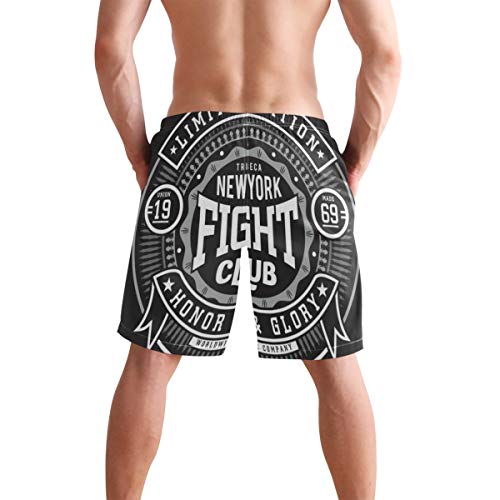 LISNIANY Bañador Hombre，Etiqueta MMA Lucha Boxeo Deporte Gráficos Recreación Fitness Vintage Martial Badge Emblem Club Retro，Natación Secado Rápido Malla Pantalones Imprimiendo Cortos(M)