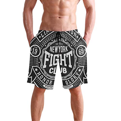 LISNIANY Bañador Hombre，Etiqueta MMA Lucha Boxeo Deporte Gráficos Recreación Fitness Vintage Martial Badge Emblem Club Retro，Natación Secado Rápido Malla Pantalones Imprimiendo Cortos(M)