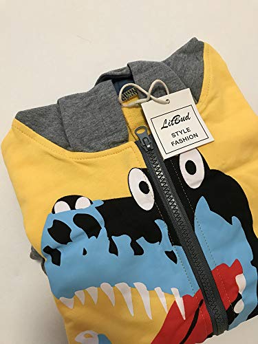 LitBud Niños Sudaderas con Capucha para niños Niño pequeño Dinosaurio de Dibujos Animados Jurassic World Park Navidad Acción de Gracias Cremallera Packaway Otoño Coat Reino Unido 6-7 años 7T