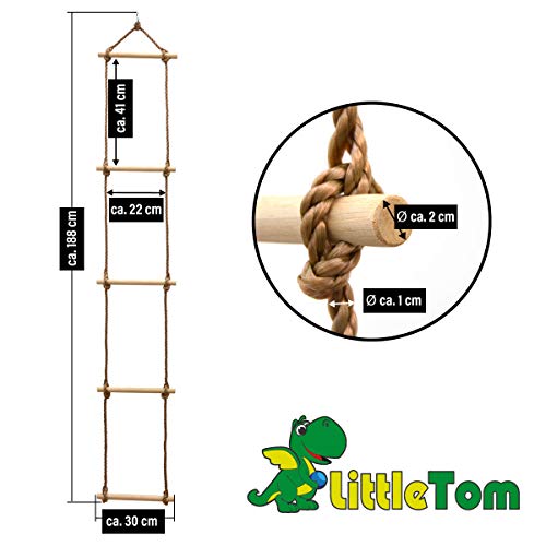 LittleTom Escala de Cuerda 188x30 cm Escalera de Mano para niños Naturaleza