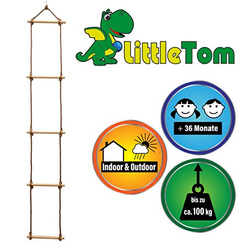 LittleTom Escala de Cuerda 188x30 cm Escalera de Mano para niños Naturaleza