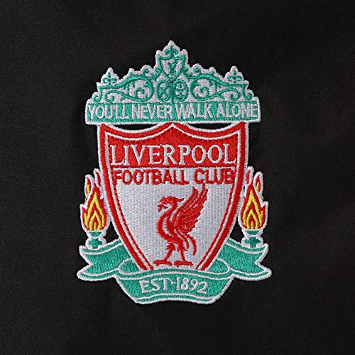 Liverpool FC - Chaqueta Cortavientos Oficial - para Hombre - Impermeable - Negro - Capucha - Mediana