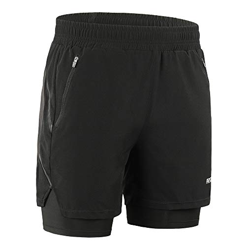 Lixada Hombres Pantalónes Cortos de Running 2-en-1, Pantalones Cortos de Atletismo/Pantalones Cortos de Fitness Maratón, Transpirable Pantalones+Secado Rápido