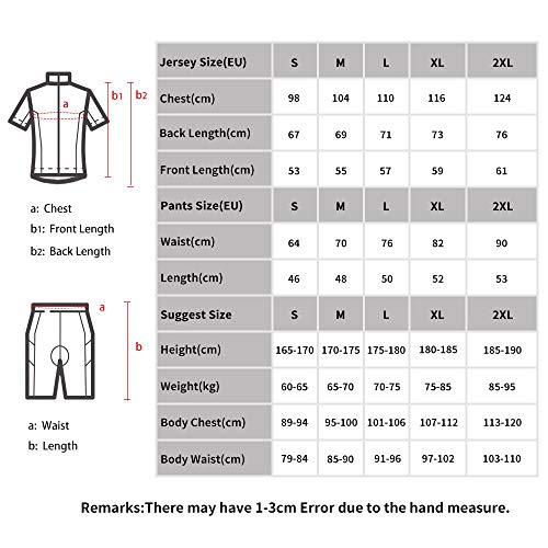 Lixada Maillots de Ciclismo Hombres Camiseta y Pantalones Cortos de Ciclismo Conjunto de Ropa Para Ciclismo Al Aire Libre