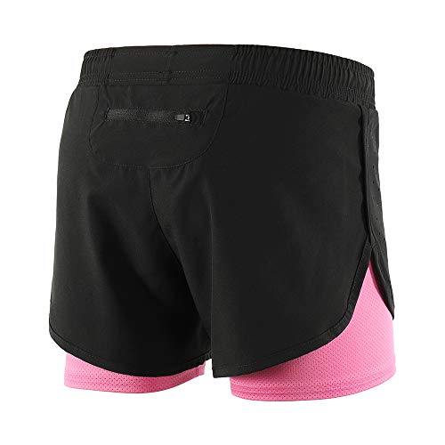 Lixada Mujeres Pantalónes Cortos Deportivos 2-en-10 Transpirable Pantalones+Secado Rápido para de Running Fitness Yoga