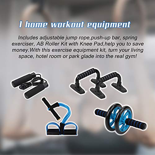 Lixada Rueda Abdominal Kit 4/5 en 1 con Push-UP Bar Cuerda para Saltar Esterilla de Rodilla para Fuerza Muscular Fitness Ejercicio en Casa