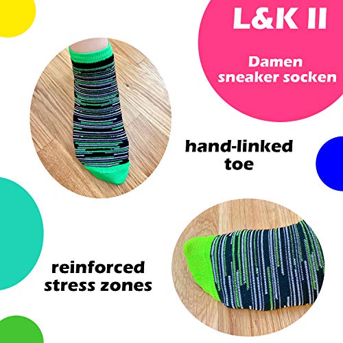 L&K Pack de 12 Calcetines Sneaker Cortos de deporte para Mujer Blanco 92220 Multicolor 35/38