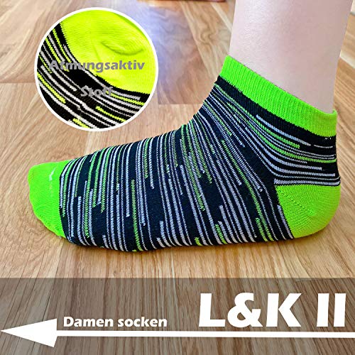 L&K Pack de 12 Calcetines Sneaker Cortos de deporte para Mujer Blanco 92220 Multicolor 35/38