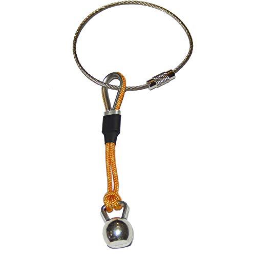 Llavero Kettlebell cordón Amarillo con guardacabos y Manguitos metálicos y Goma. Regalo