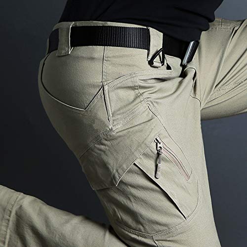 Loeay Pantalones de Combate para Hombre Pantalones de Carga tácticos Militares de la Ciudad Pantalones de ejército Swat Pantalones con múltiples Bolsillos elásticos Negro XXXL