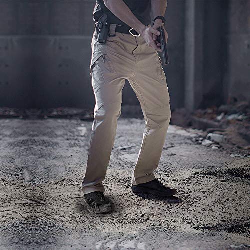 Loeay Pantalones de Combate para Hombre Pantalones de Carga tácticos Militares de la Ciudad Pantalones de ejército Swat Pantalones con múltiples Bolsillos elásticos Negro XXXL