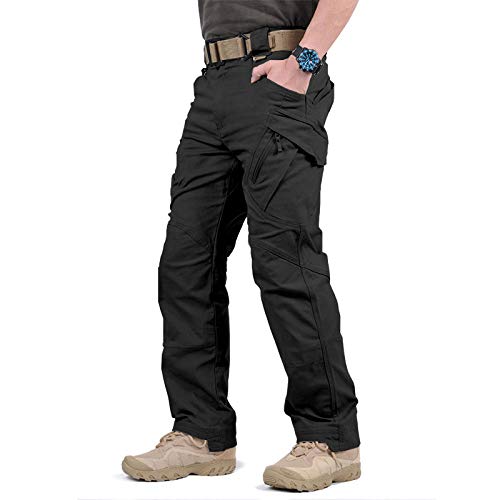 Loeay Pantalones de Combate para Hombre Pantalones de Carga tácticos Militares de la Ciudad Pantalones de ejército Swat Pantalones con múltiples Bolsillos elásticos Negro XXXL