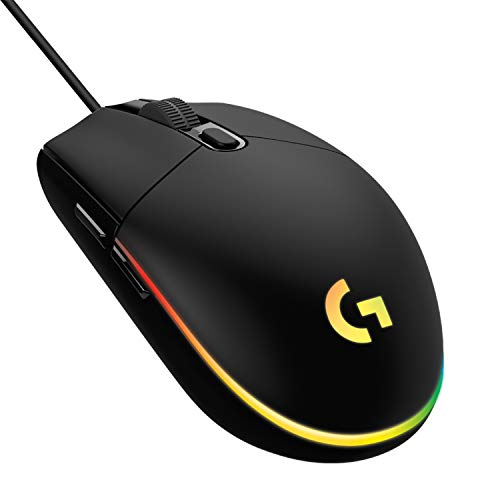 Logitech G203 LIGHTSYNC Ratón con iluminación RGB personalizable para gaming, 6 botones programables, sensor para gaming, seguimiento de hasta 8.000 dpi, peso ligero,G203 2ª Gen.,Negro