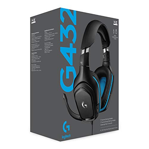 Logitech G432 Auriculares Gaming con Cable, Sonido 7.1 Surround, DTS Headphone:X 2.0, Transductores 50mm, USB y Jack Audio 3, 5mm, Microfóno Volteable, Peso Ligero, PC/Mac/Xbox One/PS4/Nintendo Switch