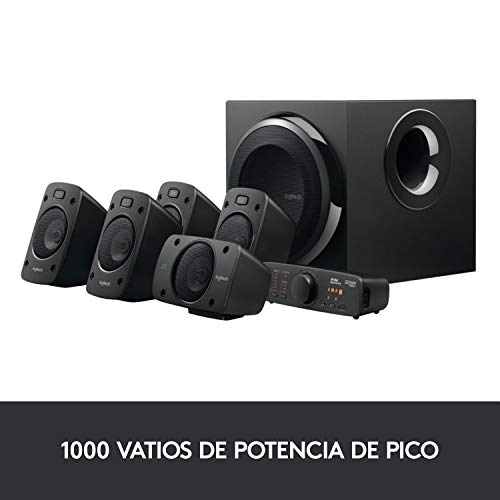 Logitech Z906 5.1 Sistema de Altavoces Sonido Envolvente THX, Certificado Dolby&DTS, 1000 W de Pico, Multi-Dispositivos, Entradas Audio Múltiples, Enchufe EU, PC/PS4/Xbox/TV/Móvil/Tablet