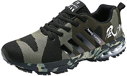 Logobeing Zapatillas Deporte Hombres Running Zapatos Hombre Deportivos Casuales Zapatillas Running Hombre Auriculares Correr en Asfalto Calzado Deportivo Hombre(42,Ejercito Verde)