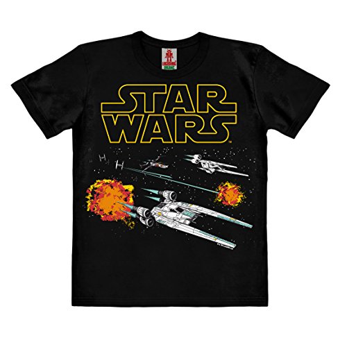 Logoshirt Star Wars - Rogue One - U-Wing - X-Wing - Tie Fighter - Starfighter Camiseta 100% algodón ecológico para niño - Negro - Diseño Original con Licencia, Taglia 164, 13-14 años