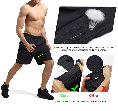 LOHOTEK Hombres 7" Pantalones Cortos para Atléticos - Pantalones Cortos de Gimnasio de Secado Rápido y Ligeros para Entrenamiento de Baloncesto de Tenis al Aire Libre (Negro, S)