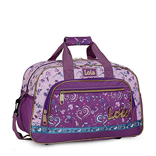 Lois - Bolsa Infantil Estampada de Niña Adaptable a Trolley Deporte Colegio Viaje Gimnasio Extraescolar Apertura Amplia Accesorios a Juego Calidad y Diseño 130245, Color Morado