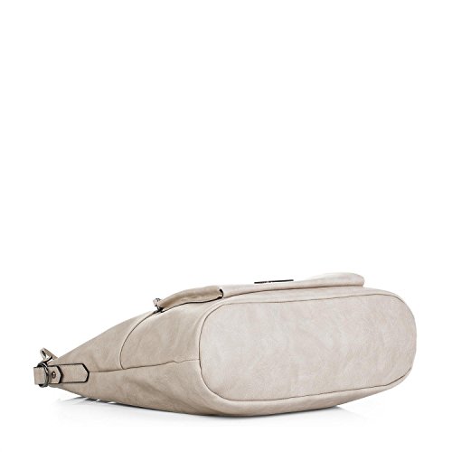 Lois - Bolso de Mujer Grande Tipo Hobo. Asa Larga y Bandolera. Cuero PU. Ideal para Uso Diario Viaje o Compras. Práctico Cómodo y Elegante. Calidad y Diseño. 92770, Color Beige