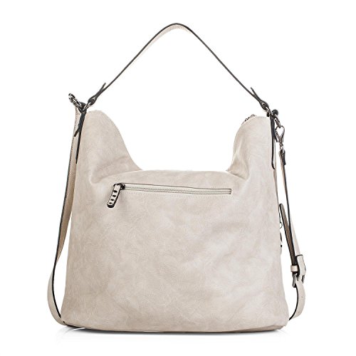 Lois - Bolso de Mujer Grande Tipo Hobo. Asa Larga y Bandolera. Cuero PU. Ideal para Uso Diario Viaje o Compras. Práctico Cómodo y Elegante. Calidad y Diseño. 92770, Color Beige