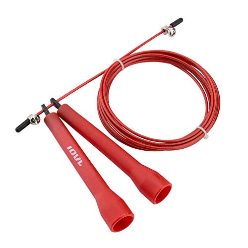 Longitud Ajustable Ropes para Fitness, Ejercicios para Quemar Grasa, Boxeo, Crossfit, MMA, Cable Rojo Saltar Cuerda Gimnasia con Mango PP Rojo