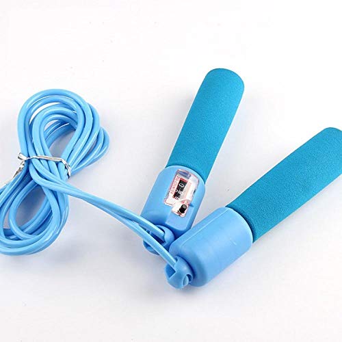 Longitud Ajustable Saltar Cuerdas para Fitness, Acondicionamiento Y Pérdida De Grasa. Idea para Crossfit, Boxeo, MMA, HIIT Interval Training, PVC Azul Rope Cuerda con Contador Mango De Esponja Azul