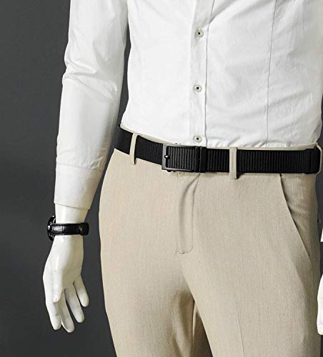 Longwu 2020 nuevos cinturones de trinquete de nylon con hebilla deslizante automática, sin agujeros Cinturón web totalmente ajustable - Para hombres Jeans