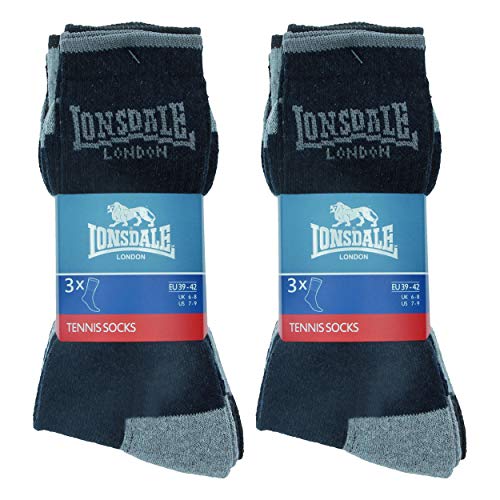 Lonsdale 6 Pares Calcetines Cortos Tenis, Algodón (Azul Mix, 39-42)