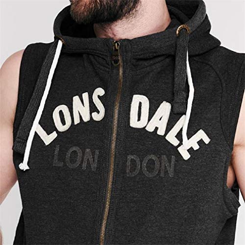 Lonsdale Hombre Sudadera con Capucha Sin Mangas De Box Gris Marga XS