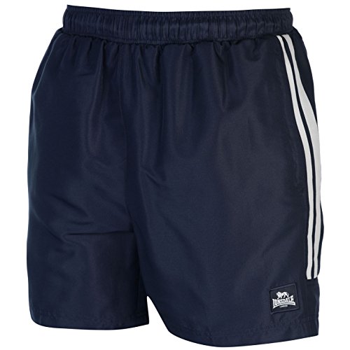 Lonsdale - Pantalones cortos de entrenamiento para hombre, dos rayas, malla interior Azul Azul Marino/Blanco/Rayas 46