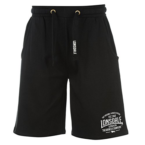 Lonsdale - Pantalones cortos ligeros, tipo bóxer, para hombre Negro negro/blanco 42