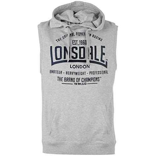 Lonsdale - Sudadera con capucha sin mangas para hombre gris L