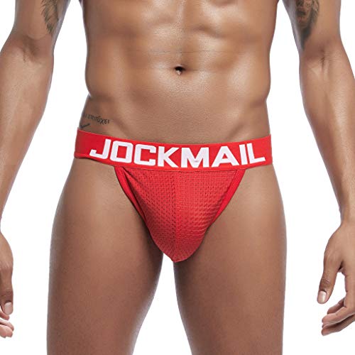 LOPILY Calzoncillos nuevos para Hombres Malla Respirable Patchwork Deportes Fitness Ropa Interior Cortos Bulge Shorts Cómodos y Transpirables Bañador para Hombre(Rojo,M)