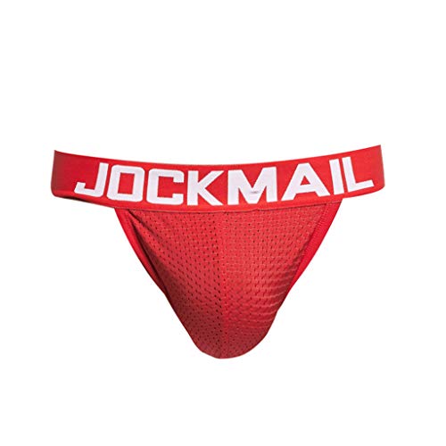 LOPILY Calzoncillos nuevos para Hombres Malla Respirable Patchwork Deportes Fitness Ropa Interior Cortos Bulge Shorts Cómodos y Transpirables Bañador para Hombre(Rojo,M)