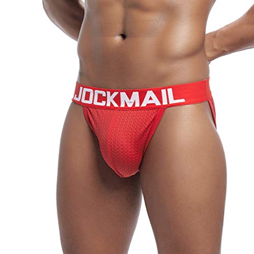 LOPILY Calzoncillos nuevos para Hombres Malla Respirable Patchwork Deportes Fitness Ropa Interior Cortos Bulge Shorts Cómodos y Transpirables Bañador para Hombre(Rojo,M)