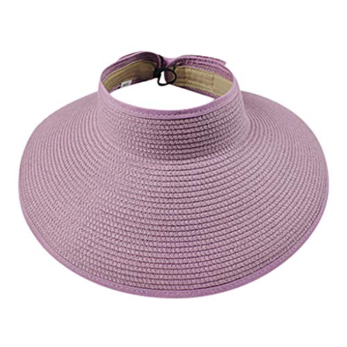 LOPILY Sombrero de Sol Visera Sombrero de ala Ancha Casquillo al Aire Libre Elegante Sombrero de Playa Verano Plegable Sombrero de Camping(Púrpura)