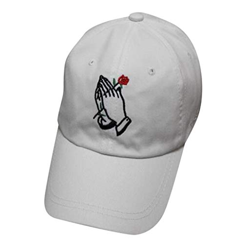 LOPILY Sombreros Bordado Rosa Gorra De BéIsbol Pato Visera Curva Hombres Y Mujeres Pareja Sombrero Ondas Estilo Gorra Deportiva Sombrero de Mujer y Hombre(Blanca)