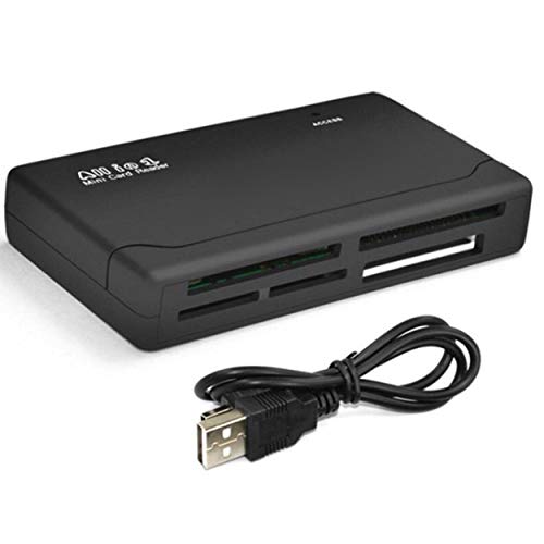 Lorenlli Mini 26-IN-1 USB 2.0 Lector de Tarjetas de Memoria de Alta Velocidad para CF xD SD MS SDHC con luz LED Lector de Tarjetas Negro