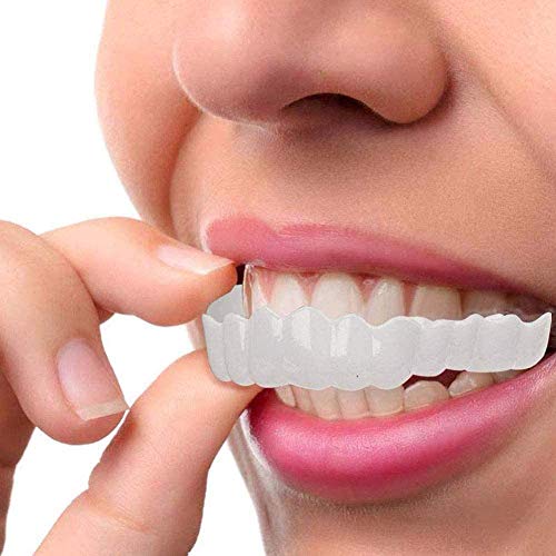 Los apoyos instantánea carillas dentaduras, dentaduras postizas Instant Cover Sonrisa Superior e Inferior cómodo Snap en los Dientes Falsos Dientes Portada ficticia,2pair