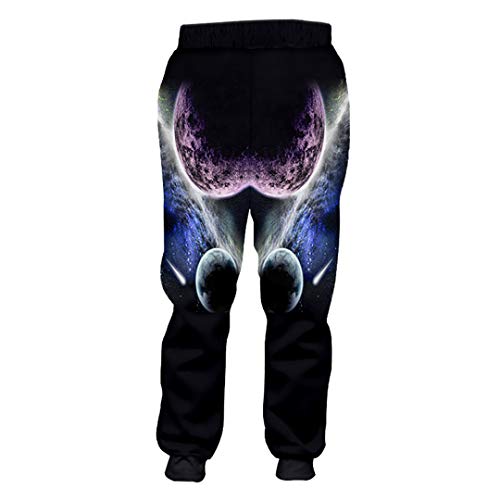 Los Pantalones del Resorte del otoño Casual pantalón Unisex Fresco del Estampado de Planet Space 3D pantalón elástico con cordón Homme Fitness Planet Space 5XL