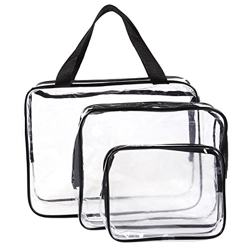 Lot de 3 – Trousse de Toilette Voyage – Clair Maquillage Sacs, Plastique étanche Fermeture Éclair cosmétiques Sac et Pochettes, Assortis de Taille Organiseur kit pour Voyage, Gym Training, Natation